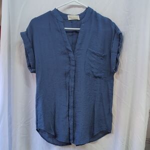 Elegant Blue Button Down Shirt May Berries Medium